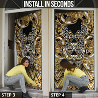 Aotearoa Waikato Tainui Door Cover Maori Light Gold Tribal Paua Shell Pattern