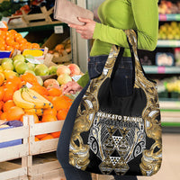 Aotearoa Waikato Tainui Grocery Bag Maori Light Gold Tribal Paua Shell Pattern