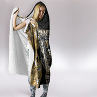 Aotearoa Waikato Tainui Hooded Blanket Maori Light Gold Tribal Paua Shell Pattern