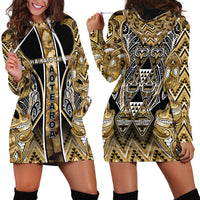 Aotearoa Waikato Tainui Hoodie Dress Maori Light Gold Tribal Paua Shell Pattern