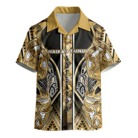 Aotearoa Waikato Tainui Kid Hawaiian Shirt Maori Light Gold Tribal Paua Shell Pattern