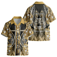 Aotearoa Waikato Tainui Kid Hawaiian Shirt Maori Light Gold Tribal Paua Shell Pattern