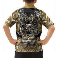 Aotearoa Waikato Tainui Kid Hawaiian Shirt Maori Light Gold Tribal Paua Shell Pattern