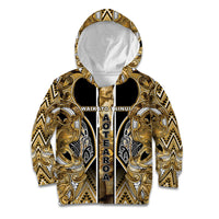 Aotearoa Waikato Tainui Kid Hoodie Maori Light Gold Tribal Paua Shell Pattern