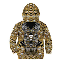 Aotearoa Waikato Tainui Kid Hoodie Maori Light Gold Tribal Paua Shell Pattern
