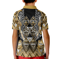 Aotearoa Waikato Tainui Kid Polo Shirt Maori Light Gold Tribal Paua Shell Pattern