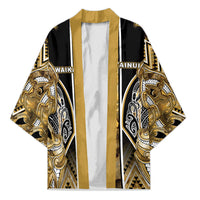 Aotearoa Waikato Tainui Kimono Maori Light Gold Tribal Paua Shell Pattern