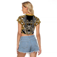 Aotearoa Waikato Tainui Raglan Cropped T Shirt Maori Light Gold Tribal Paua Shell Pattern