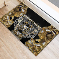 Aotearoa Waikato Tainui Rubber Doormat Maori Light Gold Tribal Paua Shell Pattern