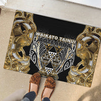 Aotearoa Waikato Tainui Rubber Doormat Maori Light Gold Tribal Paua Shell Pattern