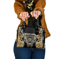 Aotearoa Waikato Tainui Shoulder Handbag Maori Light Gold Tribal Paua Shell Pattern
