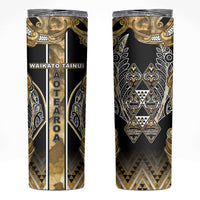Aotearoa Waikato Tainui Skinny Tumbler Maori Light Gold Tribal Paua Shell Pattern