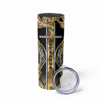 Aotearoa Waikato Tainui Skinny Tumbler Maori Light Gold Tribal Paua Shell Pattern
