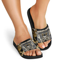 Aotearoa Waikato Tainui Slide Sandals Maori Light Gold Tribal Paua Shell Pattern