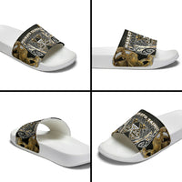 Aotearoa Waikato Tainui Slide Sandals Maori Light Gold Tribal Paua Shell Pattern