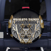 Aotearoa Waikato Tainui Spare Tire Cover Maori Light Gold Tribal Paua Shell Pattern