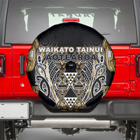 Aotearoa Waikato Tainui Spare Tire Cover Maori Light Gold Tribal Paua Shell Pattern