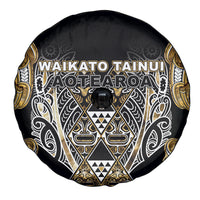 Aotearoa Waikato Tainui Spare Tire Cover Maori Light Gold Tribal Paua Shell Pattern