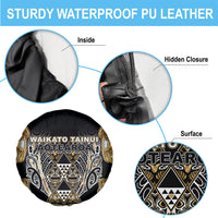 Aotearoa Waikato Tainui Spare Tire Cover Maori Light Gold Tribal Paua Shell Pattern