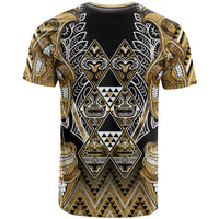 Aotearoa Waikato Tainui T Shirt Maori Light Gold Tribal Paua Shell Pattern