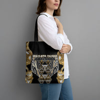 Aotearoa Waikato Tainui Tote Bag Maori Light Gold Tribal Paua Shell Pattern