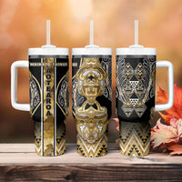 Aotearoa Waikato Tainui Tumbler With Handle Maori Light Gold Tribal Paua Shell Pattern