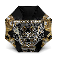 Aotearoa Waikato Tainui Umbrella Maori Light Gold Tribal Paua Shell Pattern