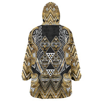 Aotearoa Waikato Tainui Wearable Blanket Hoodie Maori Light Gold Tribal Paua Shell Pattern