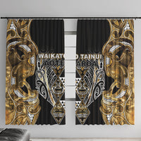 Aotearoa Waikato Tainui Window Curtain Maori Light Gold Tribal Paua Shell Pattern