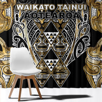 Aotearoa Waikato Tainui Window Curtain Maori Light Gold Tribal Paua Shell Pattern