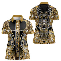 Aotearoa Waikato Tainui Women Polo Shirt Maori Light Gold Tribal Paua Shell Pattern