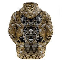 Aotearoa Waikato Tainui Zip Hoodie Maori Light Gold Tribal Paua Shell Pattern