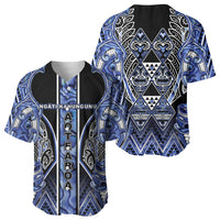 Aotearoa Ngati Kahungunu Baseball Jersey Maori Tribal Blue Paua Shell Pattern