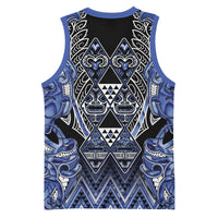 Aotearoa Ngati Kahungunu Basketball Jersey Maori Tribal Blue Paua Shell Pattern