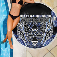 Aotearoa Ngati Kahungunu Beach Blanket Maori Tribal Blue Paua Shell Pattern