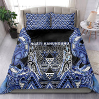 Aotearoa Ngati Kahungunu Bedding Set Maori Tribal Blue Paua Shell Pattern