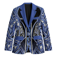 Aotearoa Ngati Kahungunu Blazer Maori Tribal Blue Paua Shell Pattern
