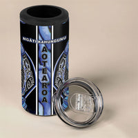 Aotearoa Ngati Kahungunu 4 in 1 Can Cooler Tumbler Maori Tribal Blue Paua Shell Pattern