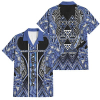 Aotearoa Ngati Kahungunu Family Matching Summer Maxi Dress and Hawaiian Shirt Maori Tribal Blue Paua Shell Pattern