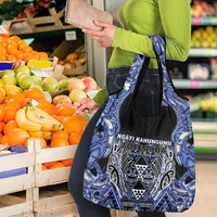 Aotearoa Ngati Kahungunu Grocery Bag Maori Tribal Blue Paua Shell Pattern