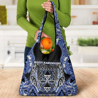Aotearoa Ngati Kahungunu Grocery Bag Maori Tribal Blue Paua Shell Pattern