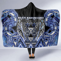 Aotearoa Ngati Kahungunu Hooded Blanket Maori Tribal Blue Paua Shell Pattern