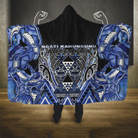 Aotearoa Ngati Kahungunu Hooded Blanket Maori Tribal Blue Paua Shell Pattern