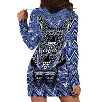 Aotearoa Ngati Kahungunu Hoodie Dress Maori Tribal Blue Paua Shell Pattern