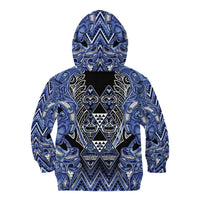 Aotearoa Ngati Kahungunu Kid Hoodie Maori Tribal Blue Paua Shell Pattern