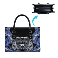 Aotearoa Ngati Kahungunu Leather Bag Maori Tribal Blue Paua Shell Pattern