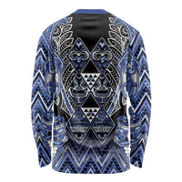 Aotearoa Ngati Kahungunu Long Sleeve Shirt Maori Tribal Blue Paua Shell Pattern