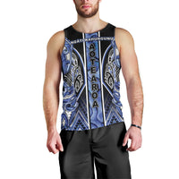 Aotearoa Ngati Kahungunu Men Tank Top Maori Tribal Blue Paua Shell Pattern