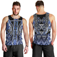 Aotearoa Ngati Kahungunu Men Tank Top Maori Tribal Blue Paua Shell Pattern