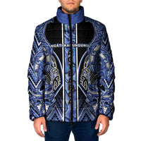 Aotearoa Ngati Kahungunu Padded Jacket Maori Tribal Blue Paua Shell Pattern